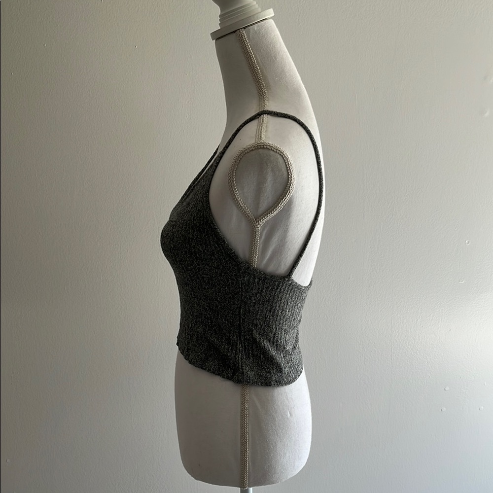 Gray Ribbed Women's Top - Picture 2 of 5